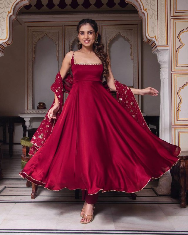 New Designer Party Wear Look Gown With Bottom and Dupatta