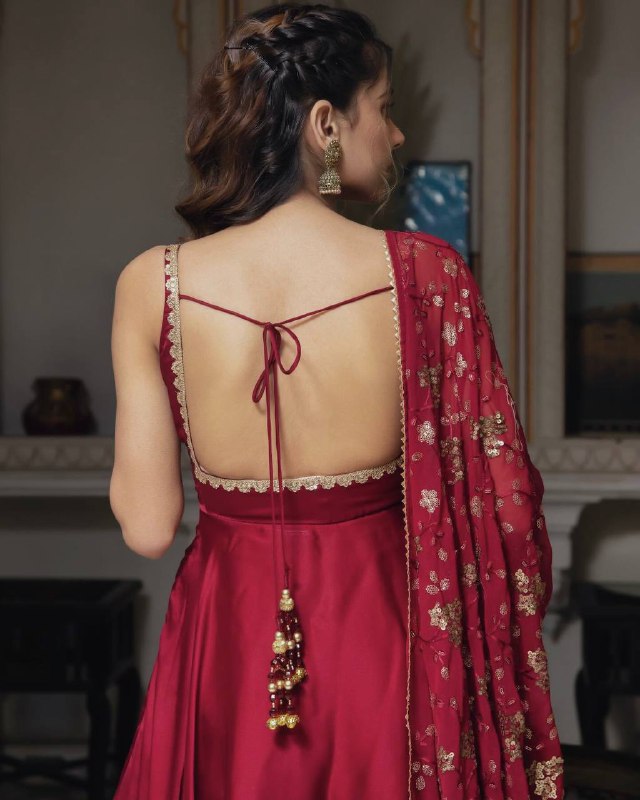 New Designer Party Wear Look Gown With Bottom and Dupatta