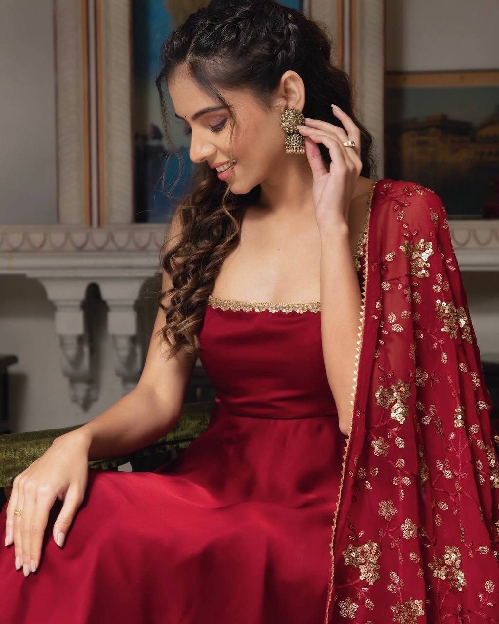 New Designer Party Wear Look Gown With Bottom and Dupatta
