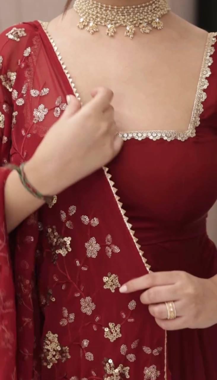 New Designer Party Wear Look Gown With Bottom and Dupatta