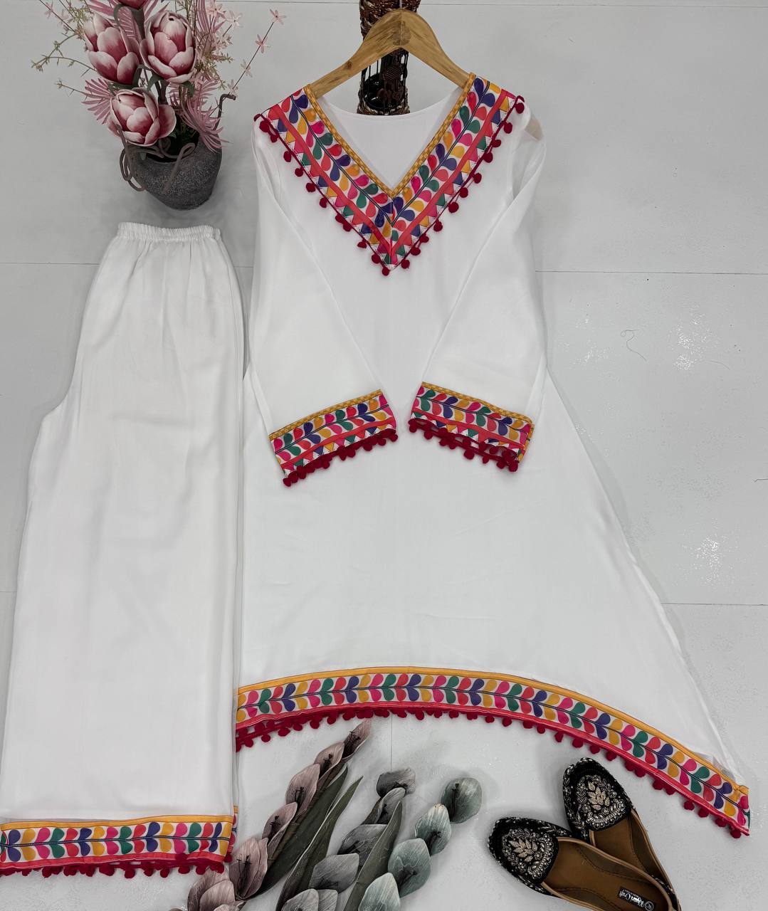 FUAX GEORGETTE DIGITAL PRINT WITH PUM-PUM LESS SALWAR SUIT
