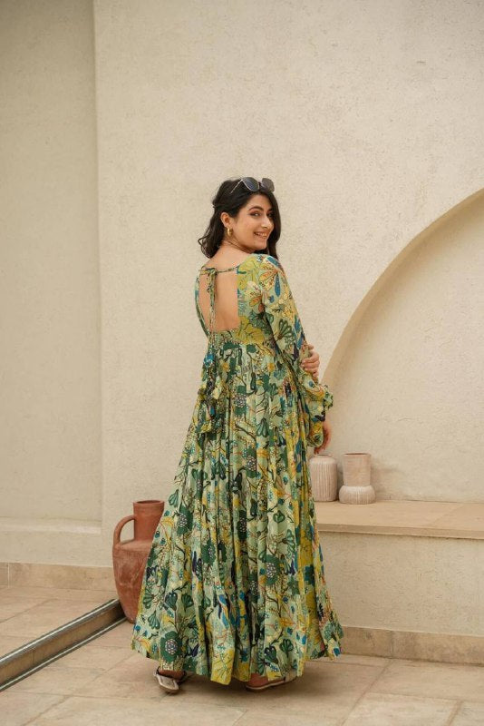 Green Floral Beautiful Embrassing Dress