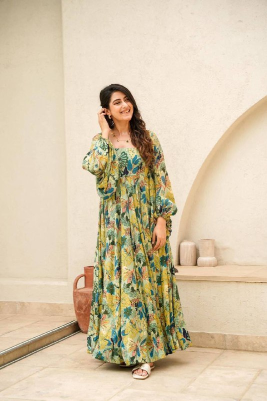 Green Floral Beautiful Embrassing Dress