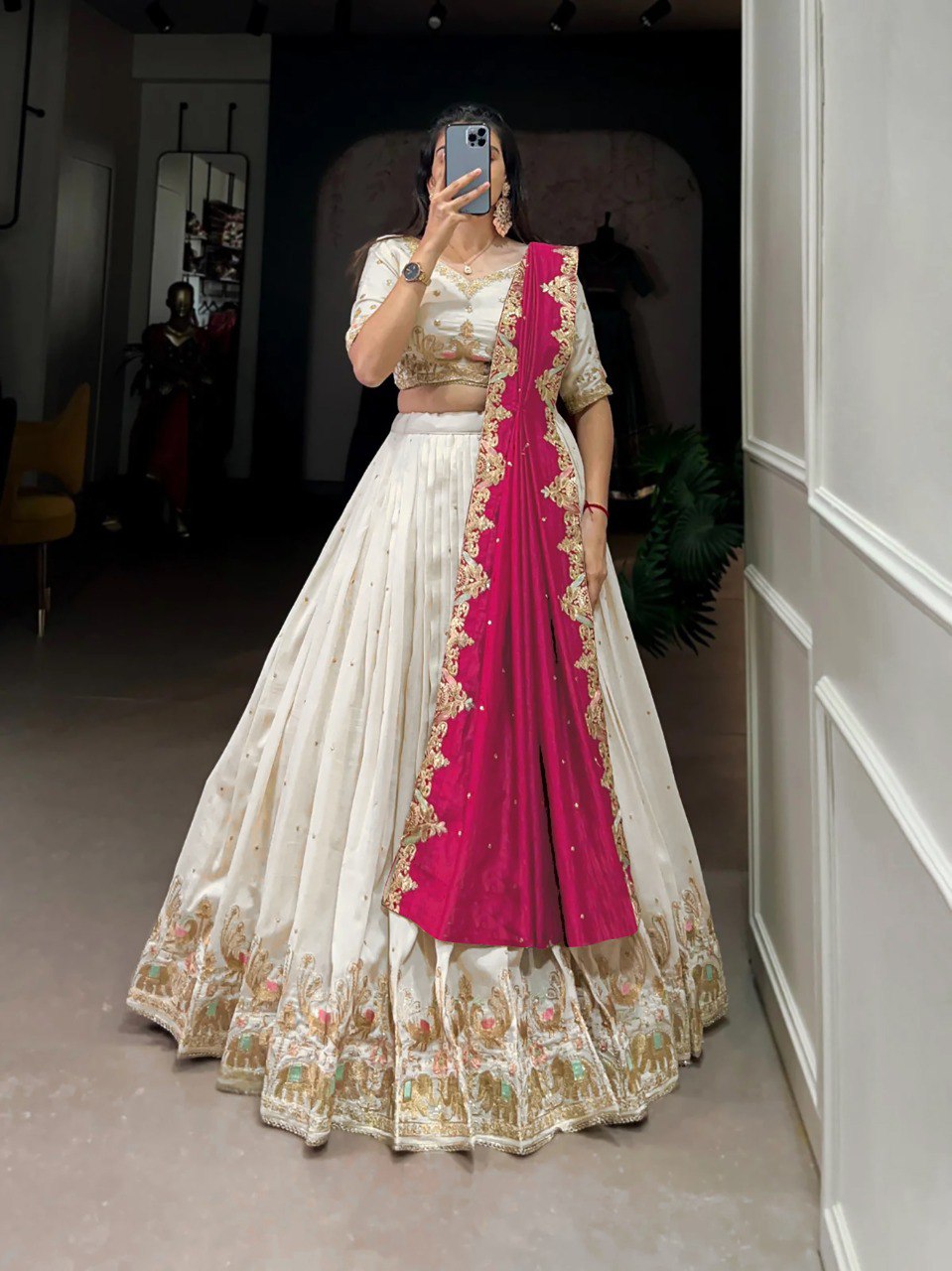 Embellished Elegance Semi Stitched Lehenga Choli