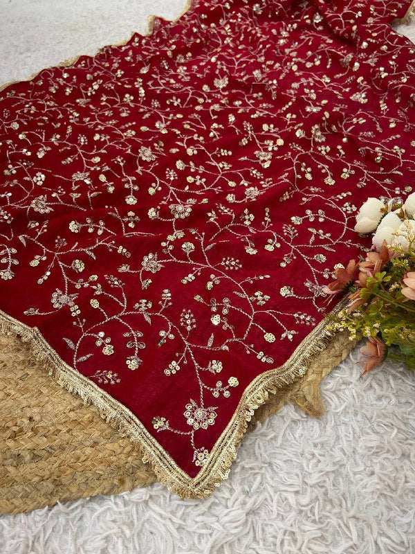 RED BEAUTIFUL SUPER ELEGANCE DESIGN SAREES