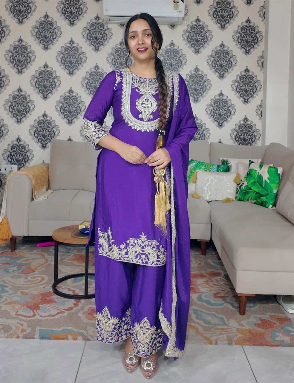 Women Embroidered Kurta Pant And Dupatta Set