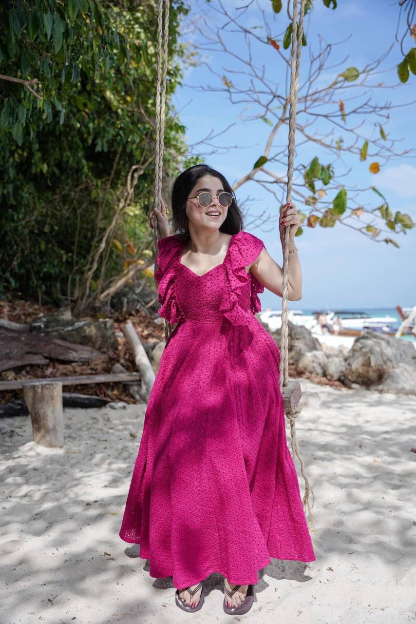 Kota Chex Pink Enchanting Floral Dress