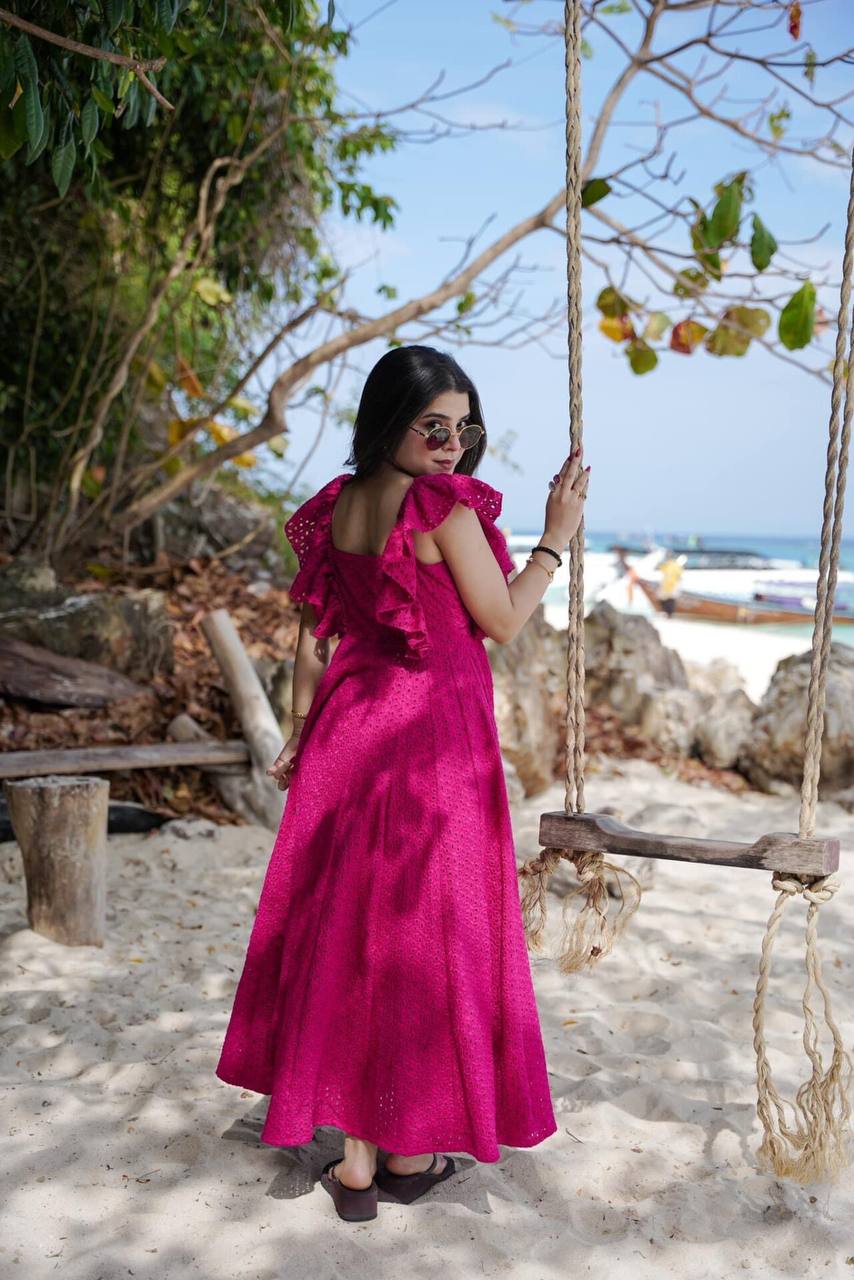 Kota Chex Pink Enchanting Floral Dress