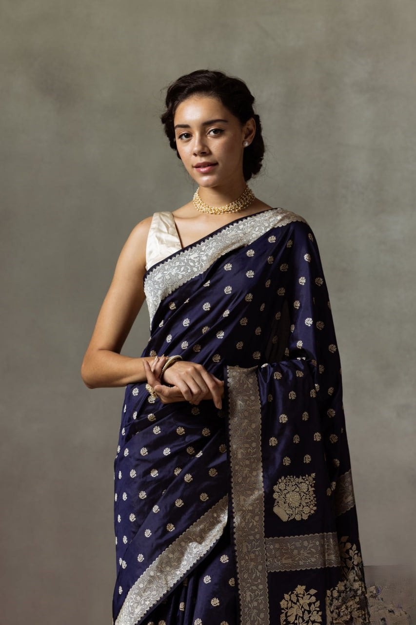 Ehentic Pure Banarasi Soft Silk Saree