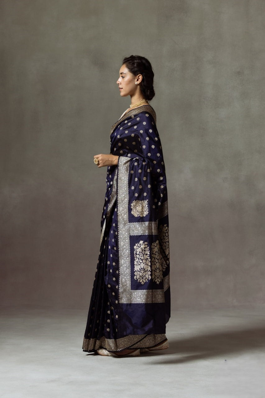 Ehentic Pure Banarasi Soft Silk Saree