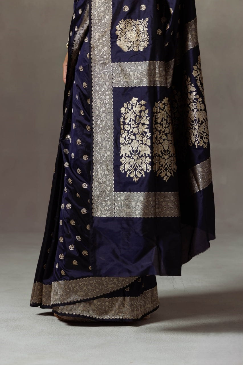 Ehentic Pure Banarasi Soft Silk Saree