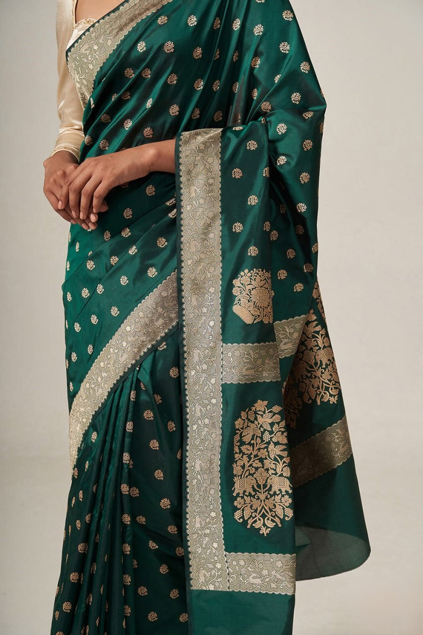 Ehentic Pure Banarasi Soft Silk Saree