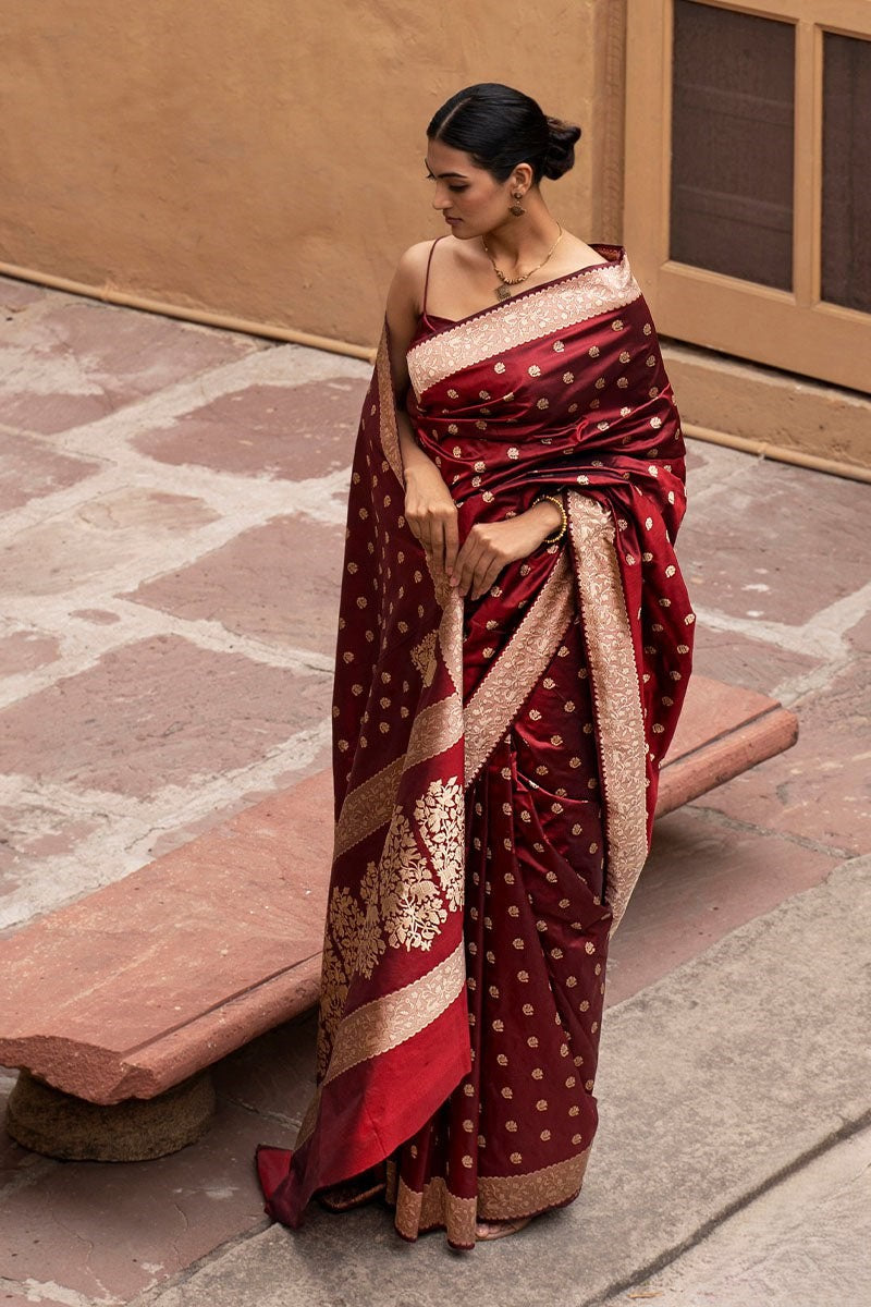 Ehentic Pure Banarasi Soft Silk Saree