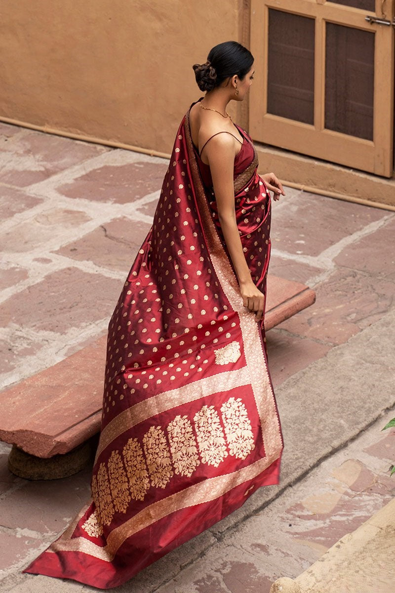 Ehentic Pure Banarasi Soft Silk Saree
