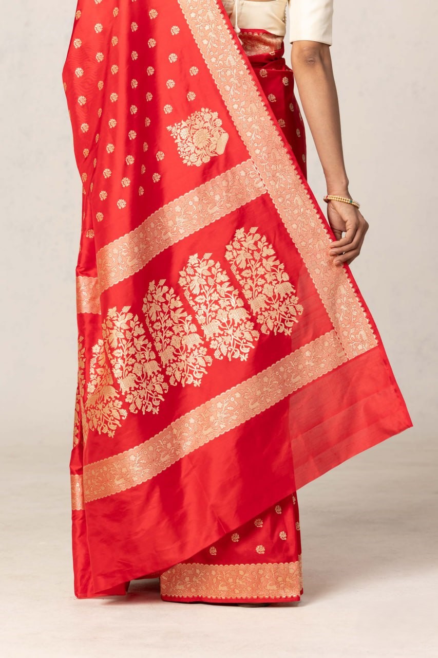 Ehentic Pure Banarasi Soft Silk Saree