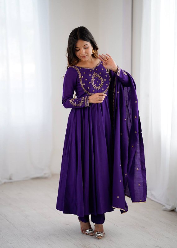 FANCY HANDWORK BEADS ROMAN ANARKALI