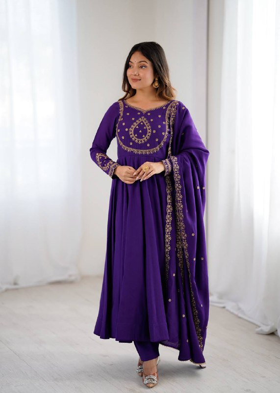 FANCY HANDWORK BEADS ROMAN ANARKALI