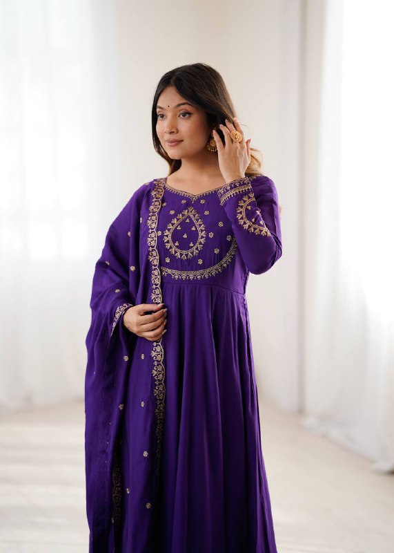 FANCY HANDWORK BEADS ROMAN ANARKALI