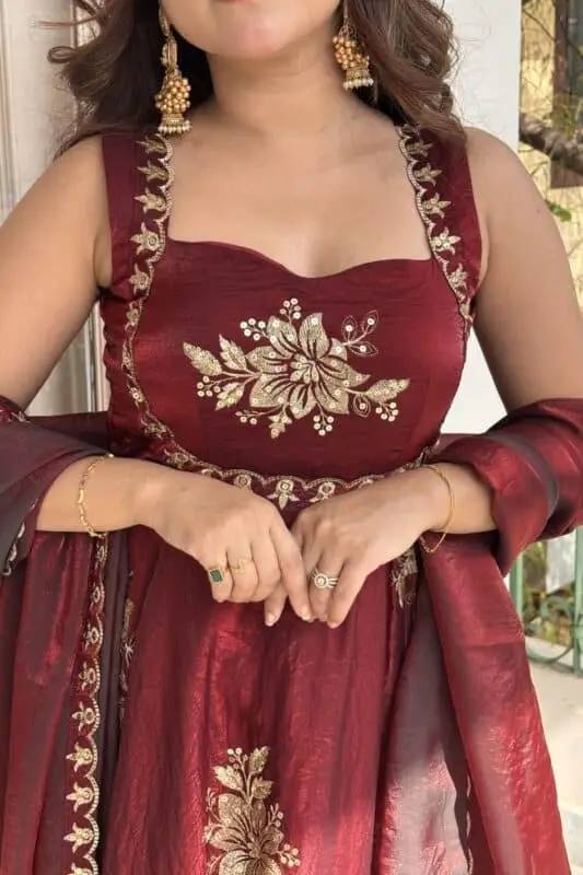 “Trending Red Ethnic Dress for Women | Embroidered Party Wear Anarkali”