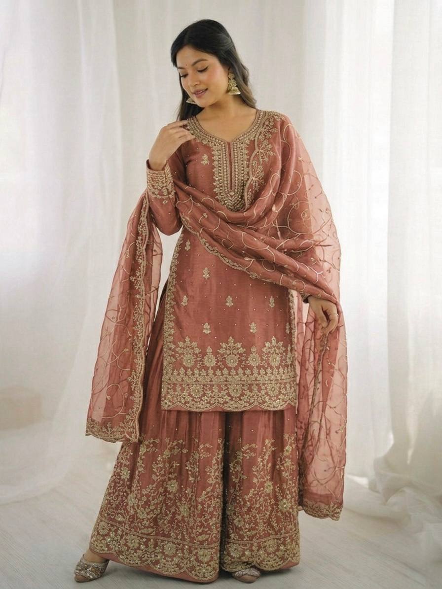 “Elegant Embroidered Sharara Suit Collection 2026 | Latest Party Wear Ethnic Set”