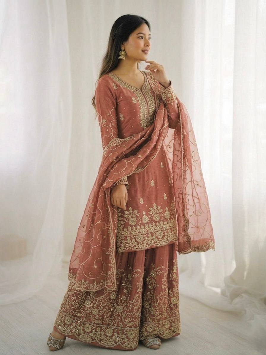 “Elegant Embroidered Sharara Suit Collection 2026 | Latest Party Wear Ethnic Set”