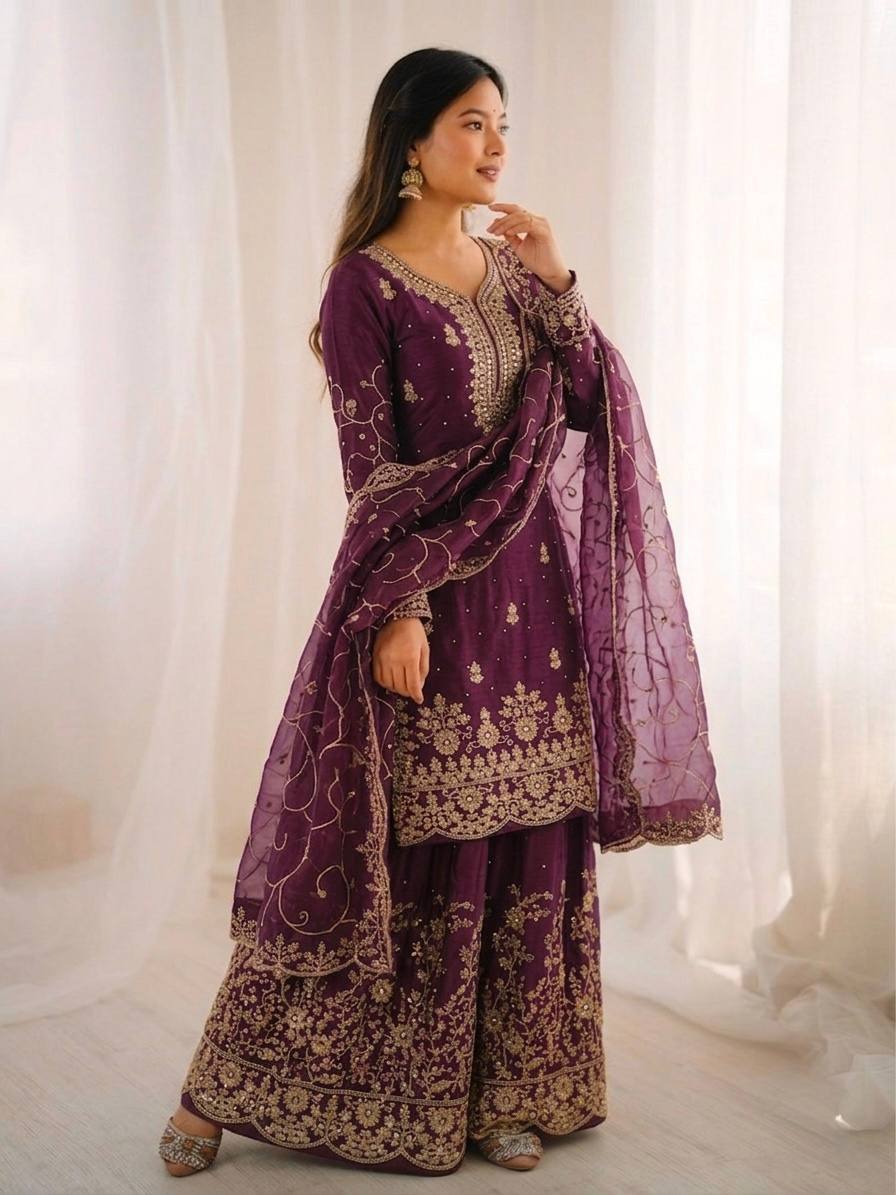 “Elegant Embroidered Sharara Suit Collection 2026 | Latest Party Wear Ethnic Set”