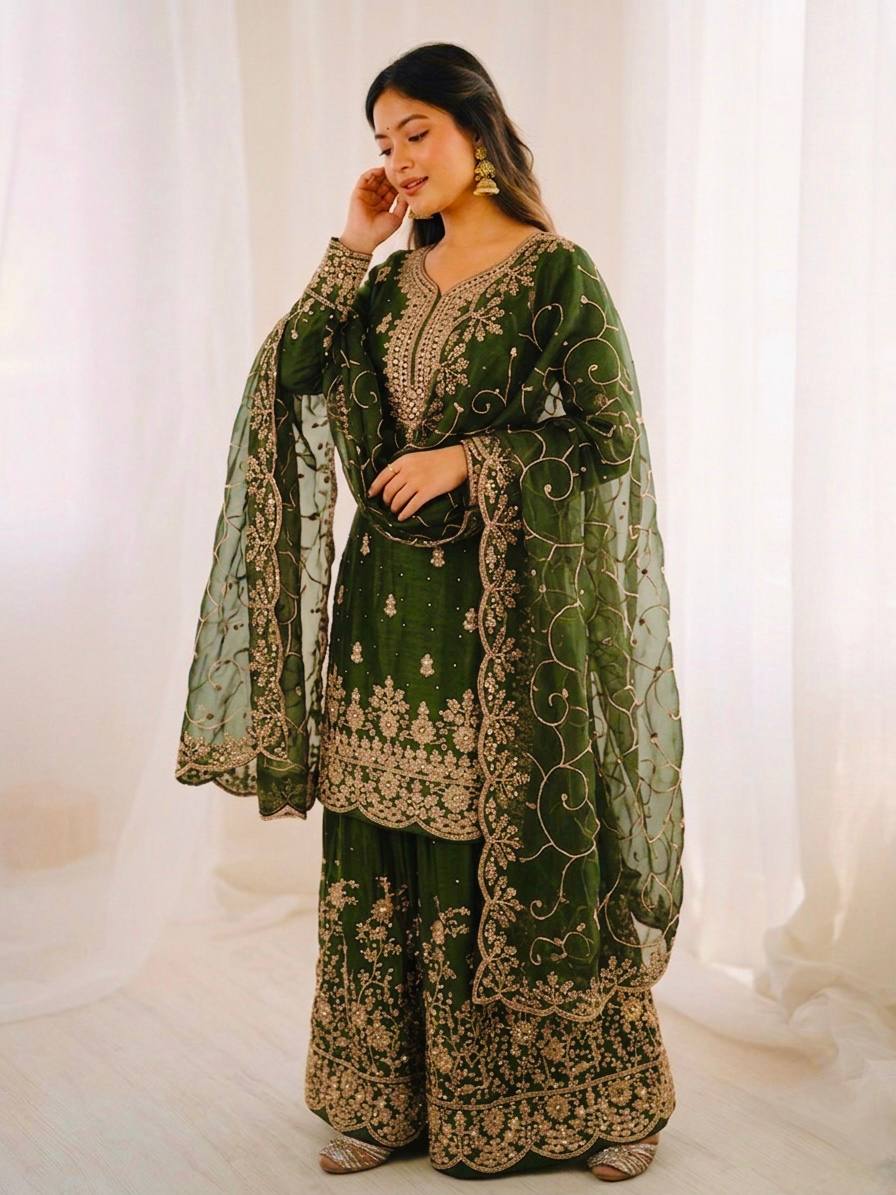 “Elegant Embroidered Sharara Suit Collection 2026 | Latest Party Wear Ethnic Set”