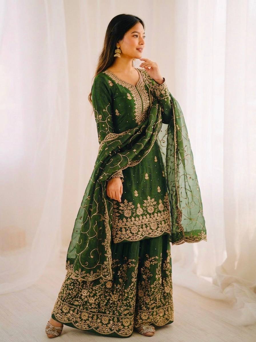 “Elegant Embroidered Sharara Suit Collection 2026 | Latest Party Wear Ethnic Set”