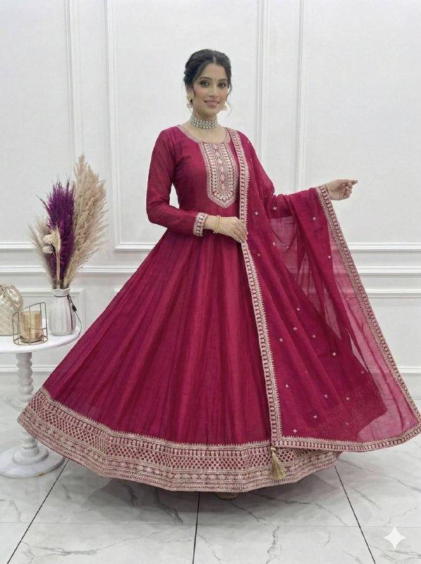 Majestic Magenta Kalidar Anarkali Set with KALI PATTERN
