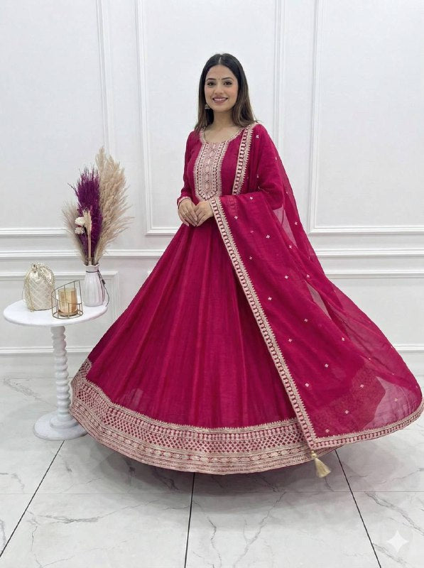 Majestic Magenta Kalidar Anarkali Set with KALI PATTERN