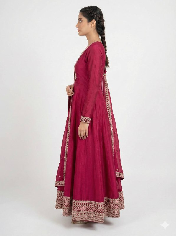 Majestic Magenta Kalidar Anarkali Set with KALI PATTERN