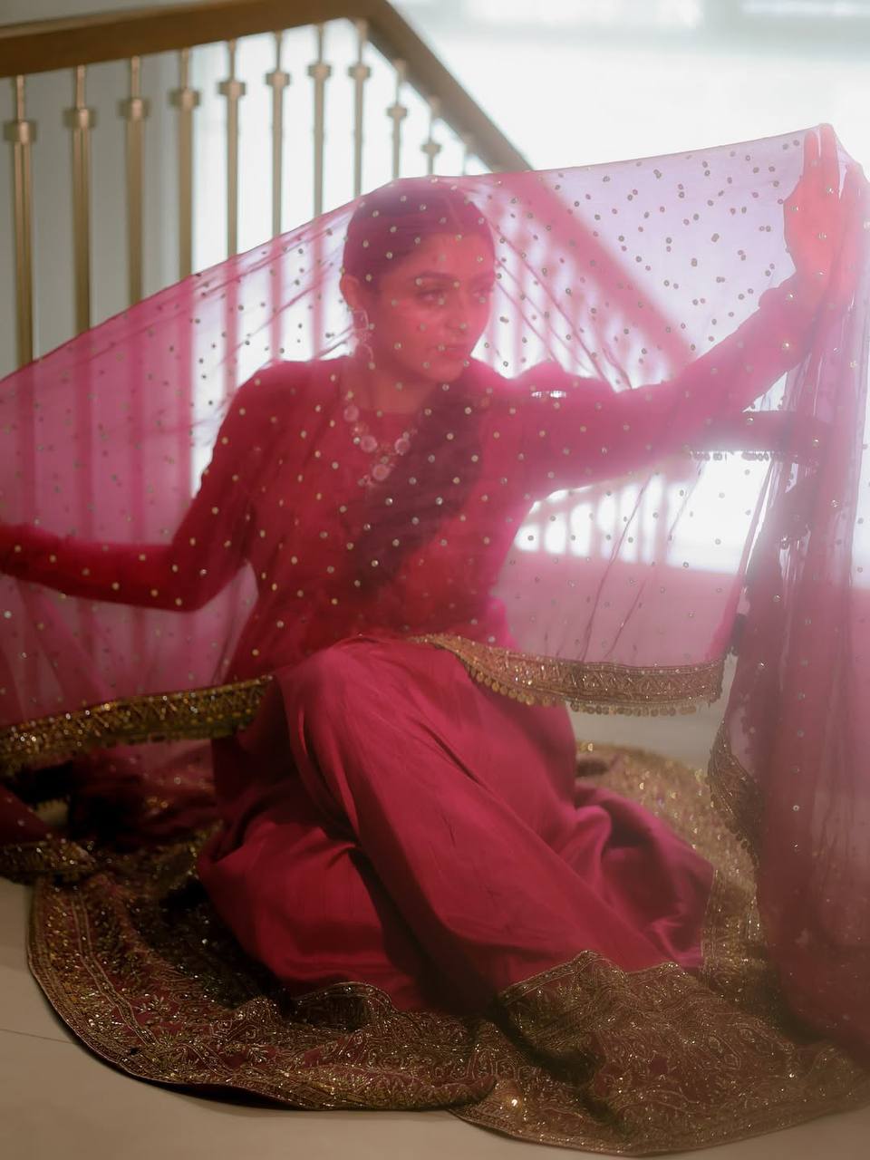 Royal Rani Pink Silk Anarkali Suit with Gold Border