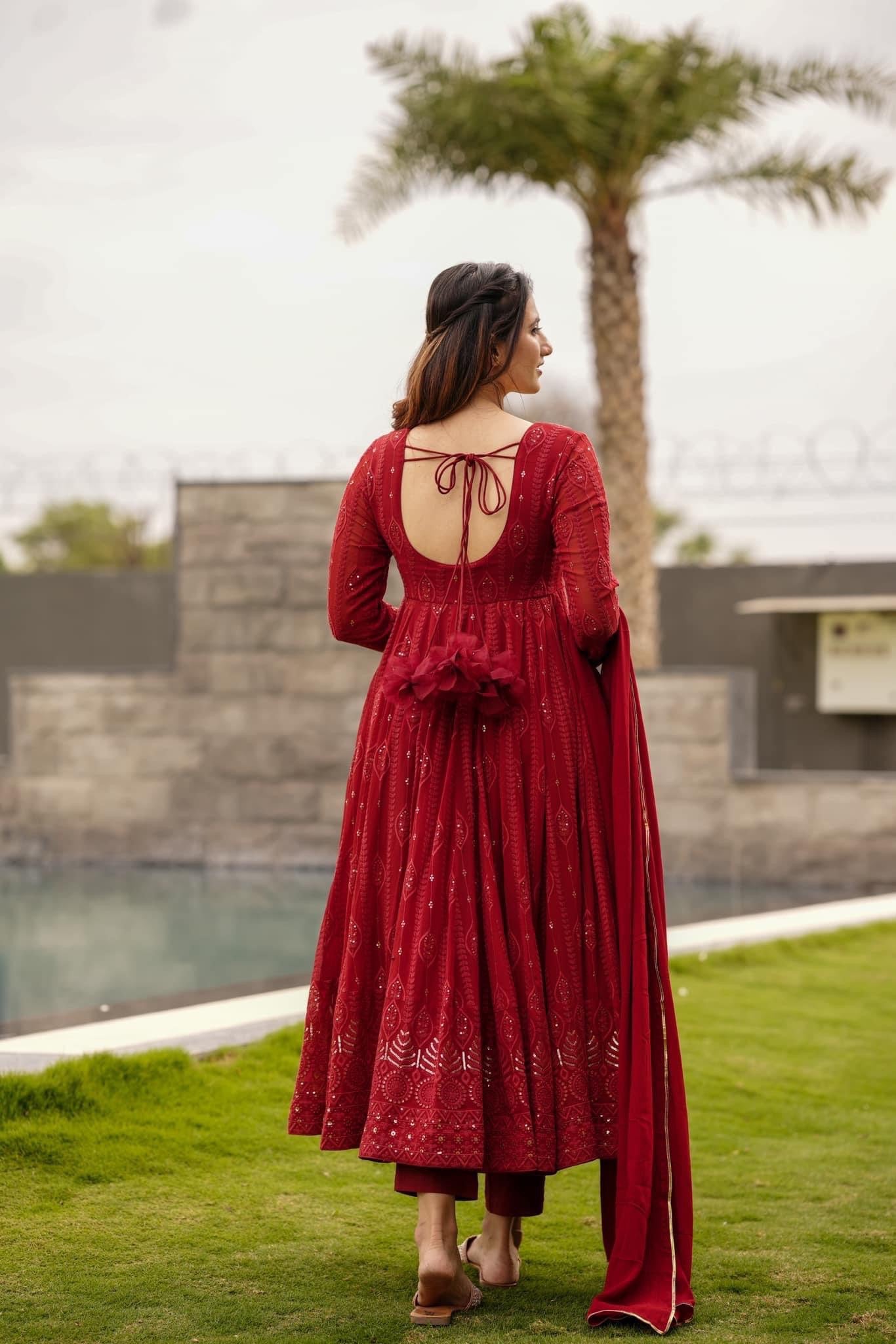 ANARKALI EMBROIDERED GEORGETTE SUIT SET