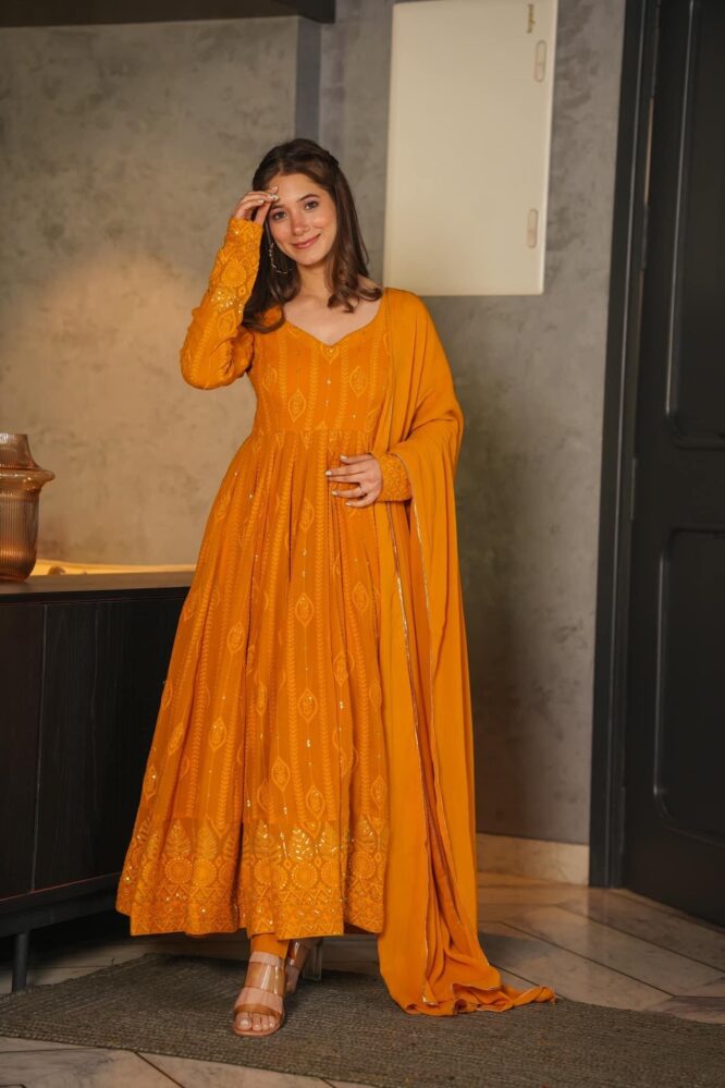 ANARKALI EMBROIDERED GEORGETTE SUIT SET