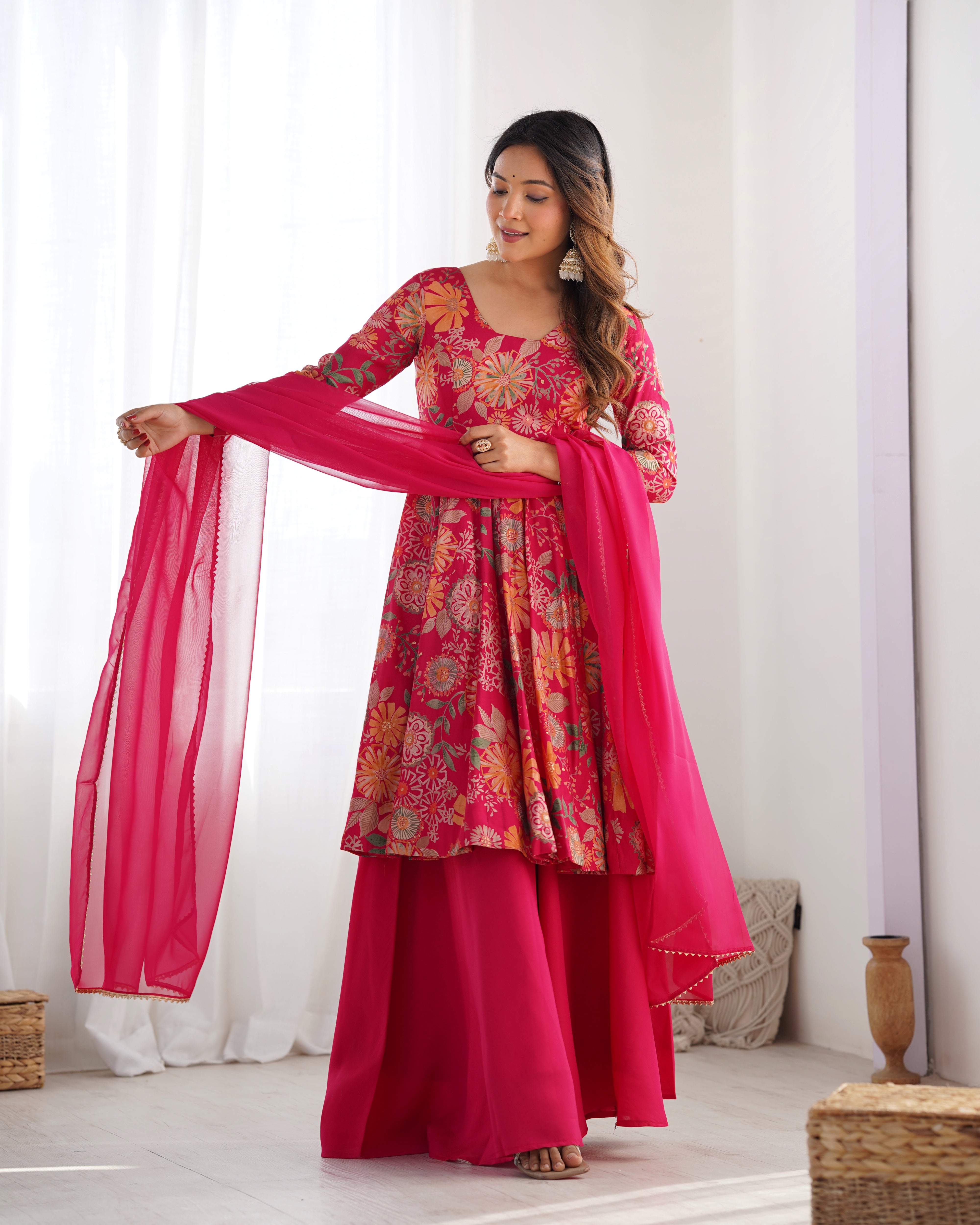 Beautiful Floral Design And Super Kurta Set