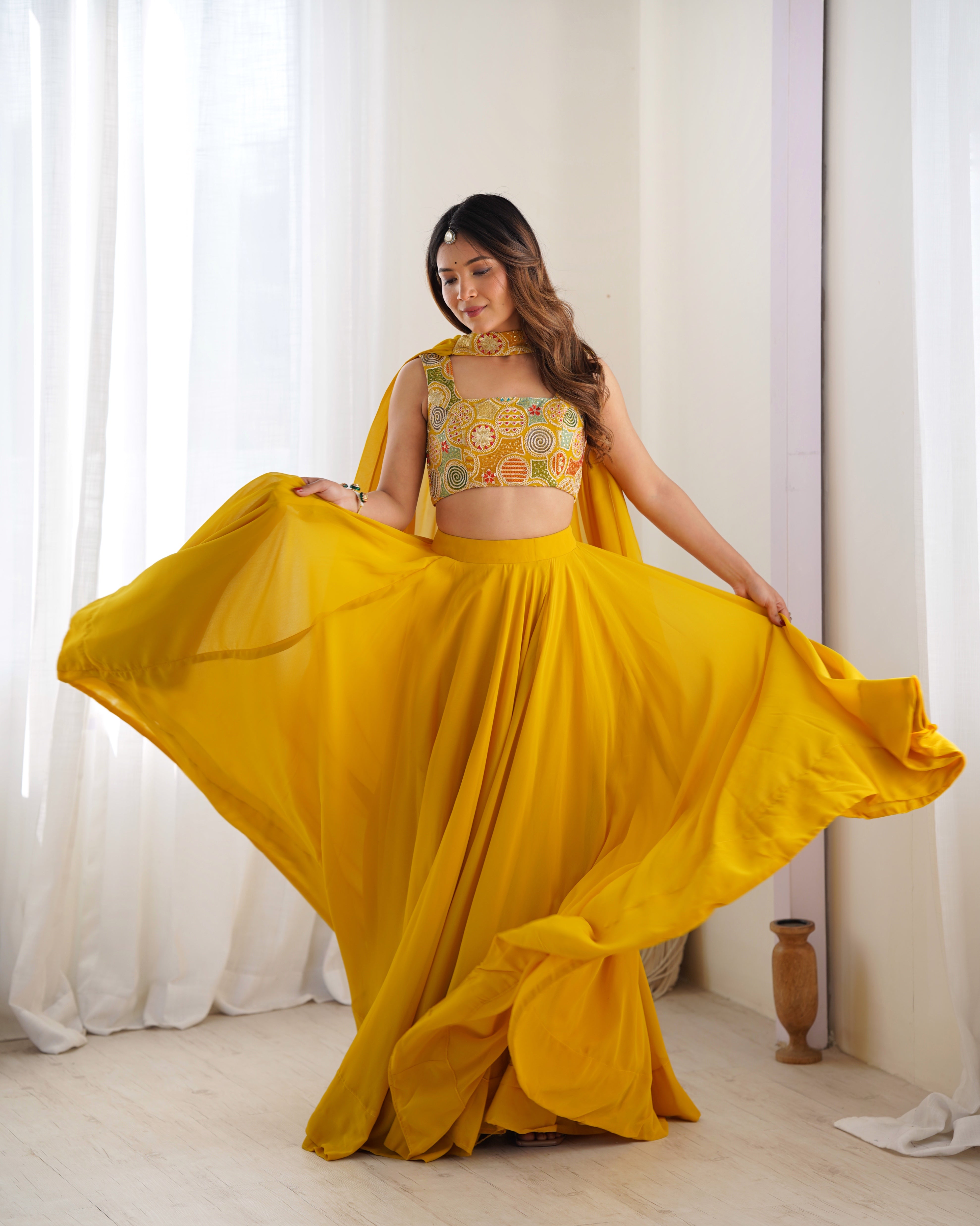 Yellow Beautiful Deisgn And Super Lehenga Choli