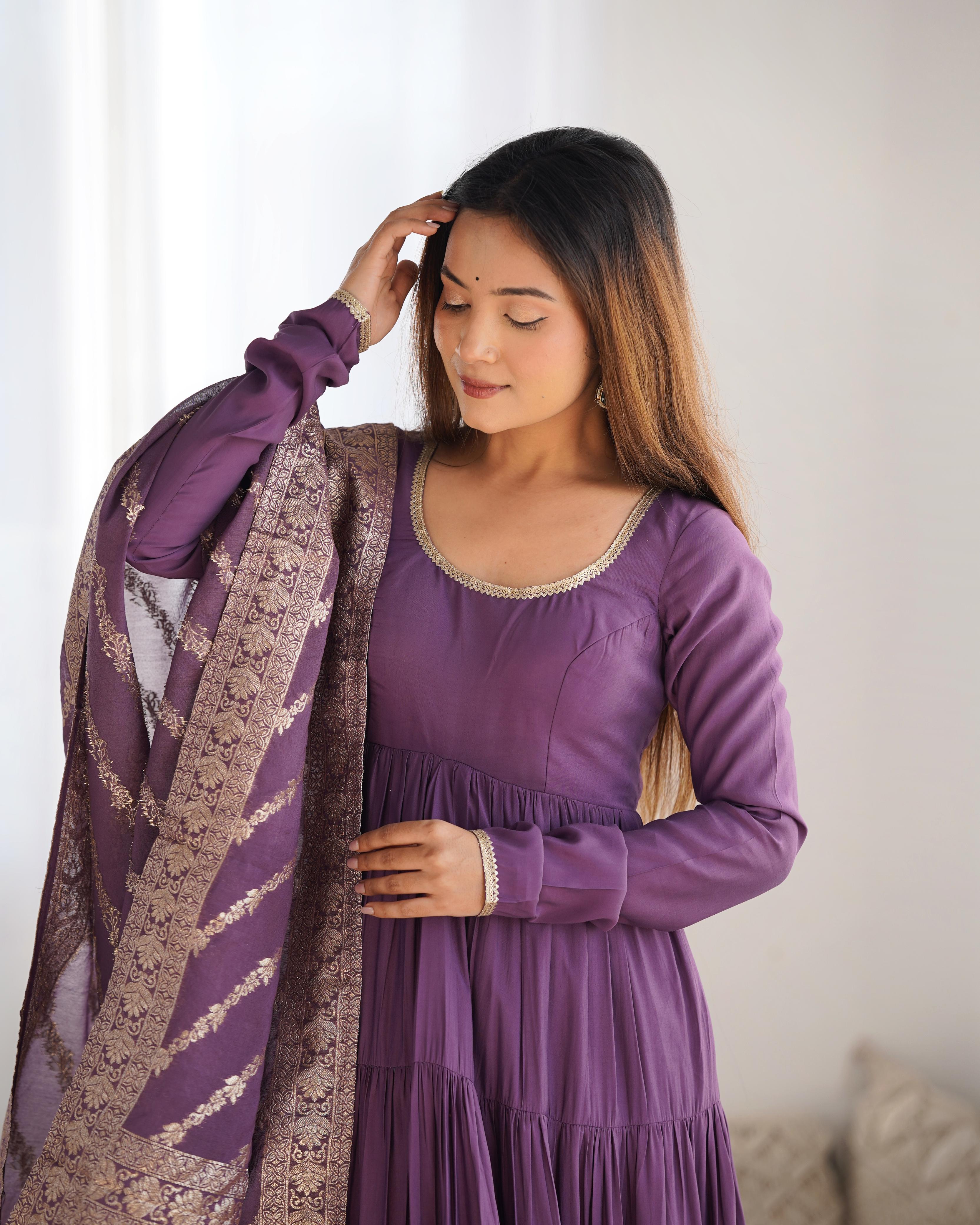 PURE ROMANSILK CHANDERI FABRIC FULLY FLAIR ANARKALI