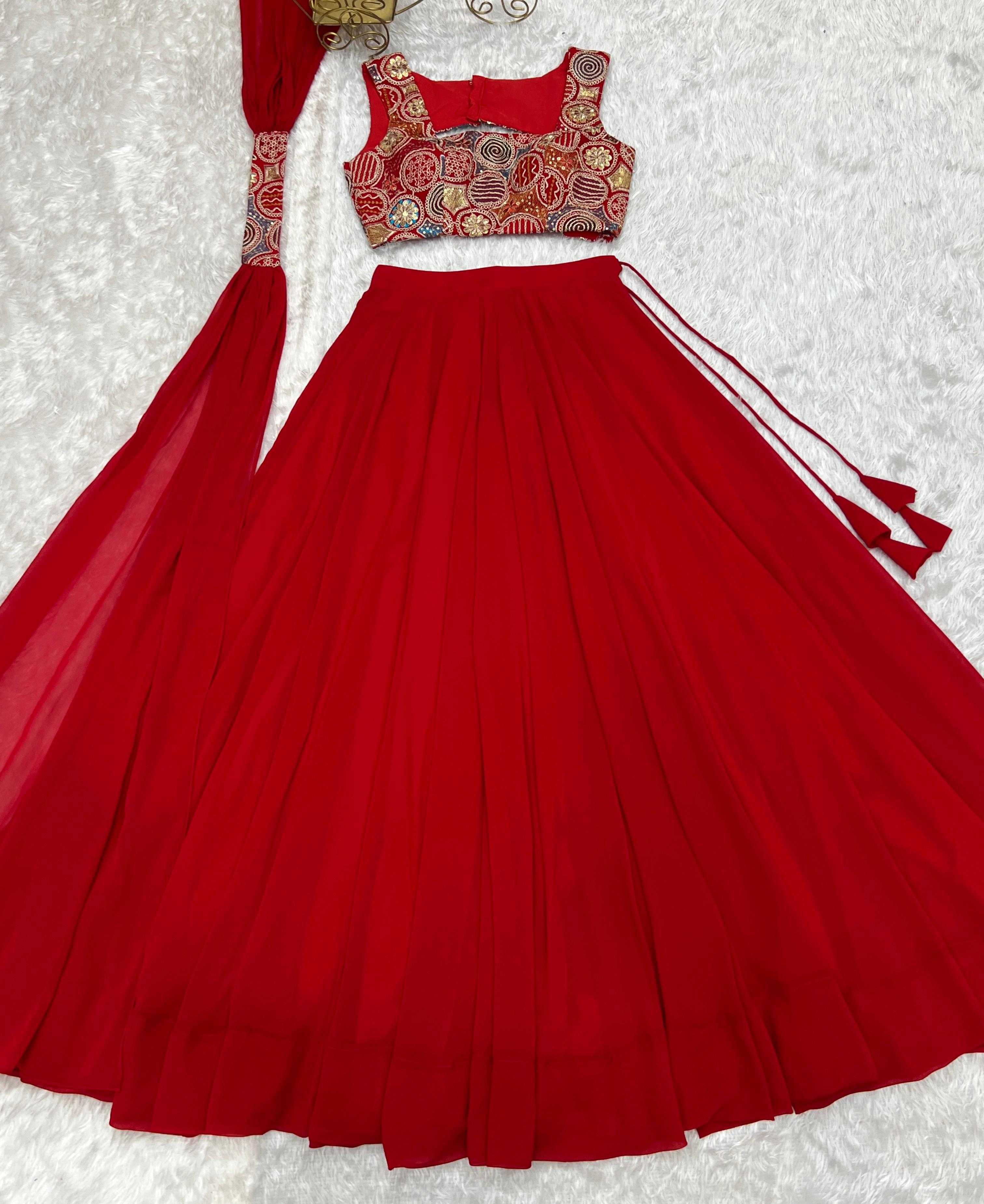 Red Beautiful Design And Super Lehenga Choli
