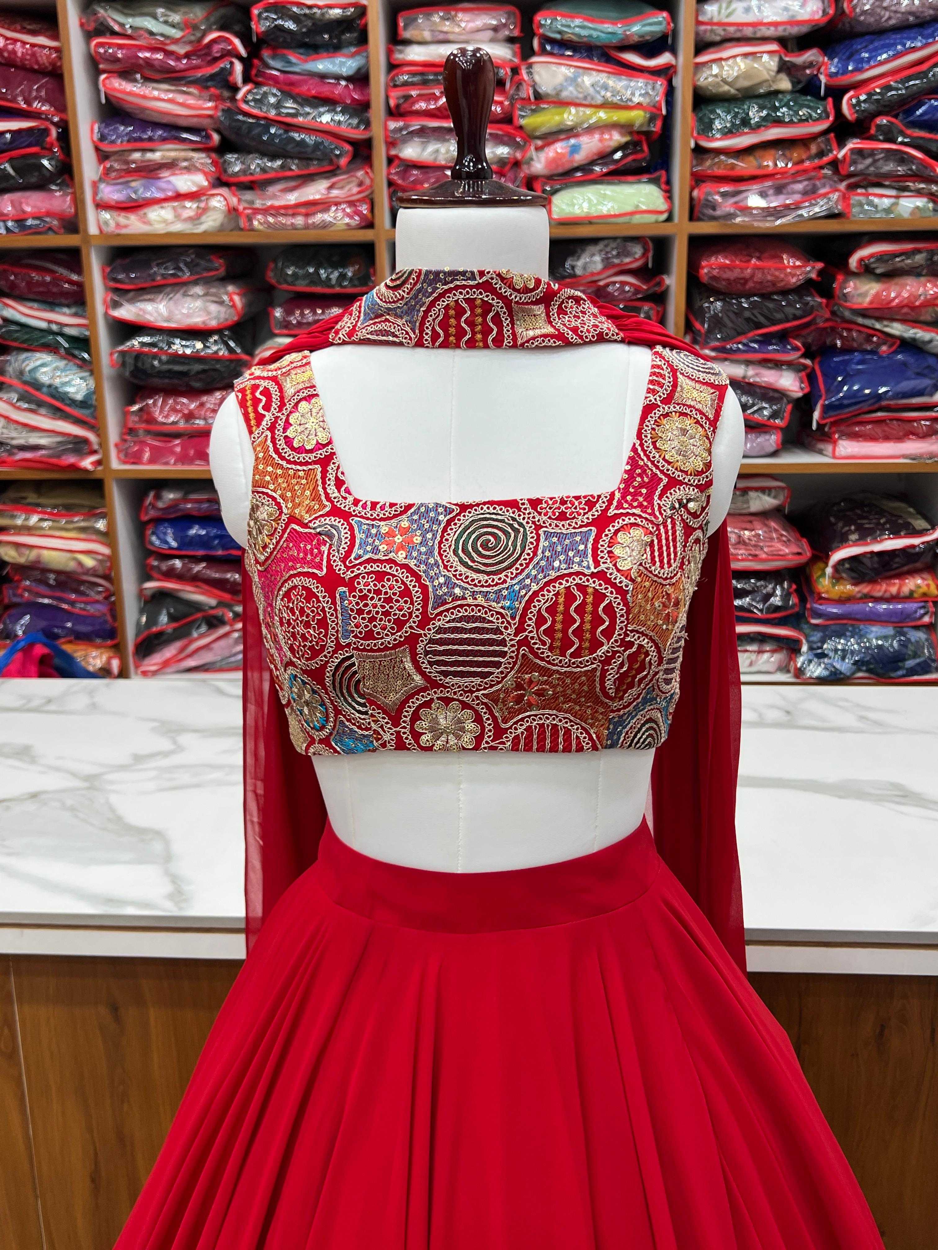 Red Beautiful Design And Super Lehenga Choli