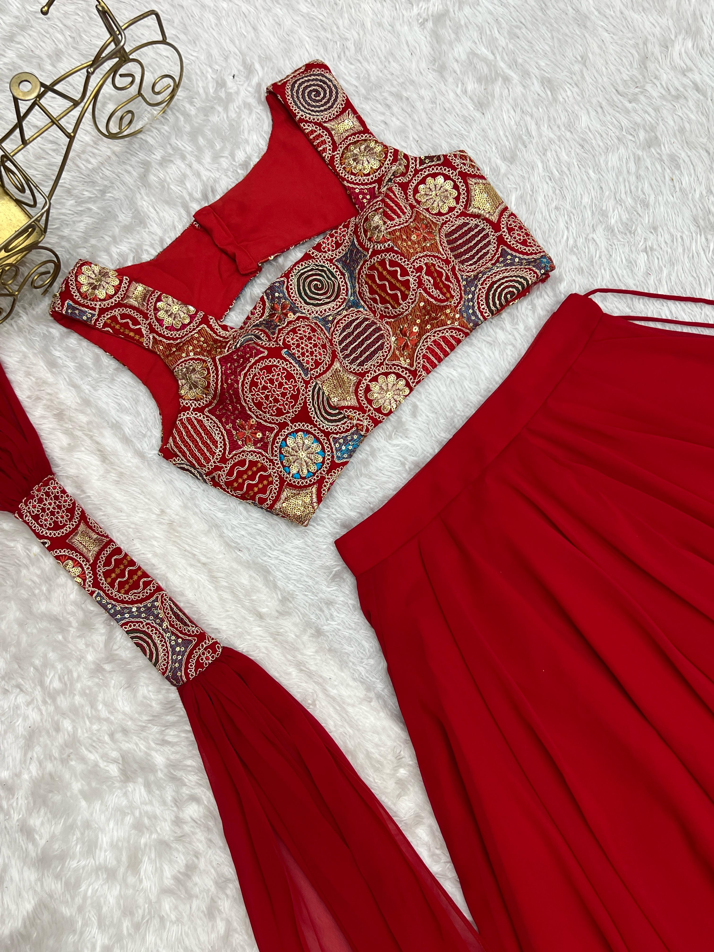 Red Beautiful Design And Super Lehenga Choli