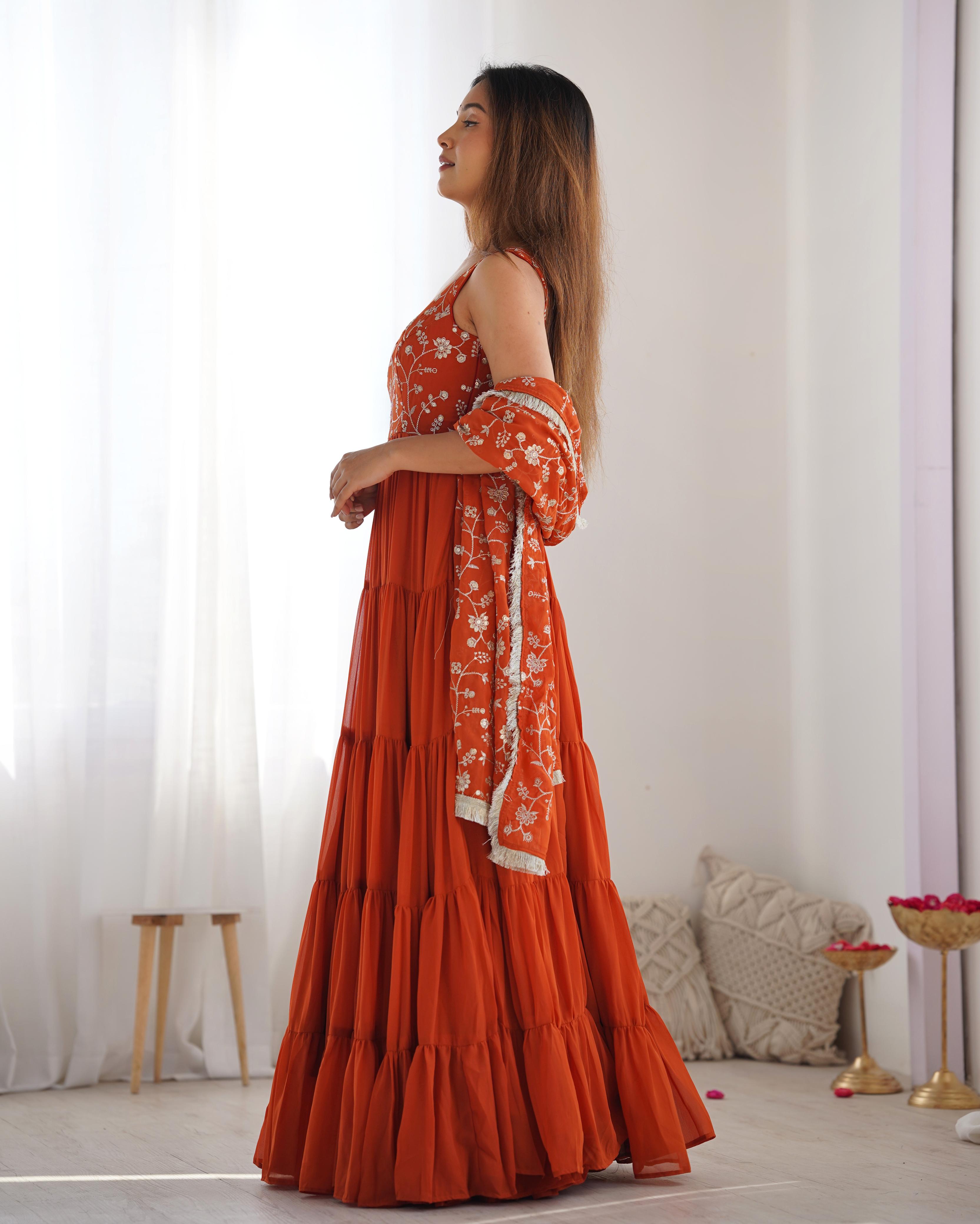PURE SOFT FOX GEORGETTE FABRIC FULLY FLAIR ANARKALI