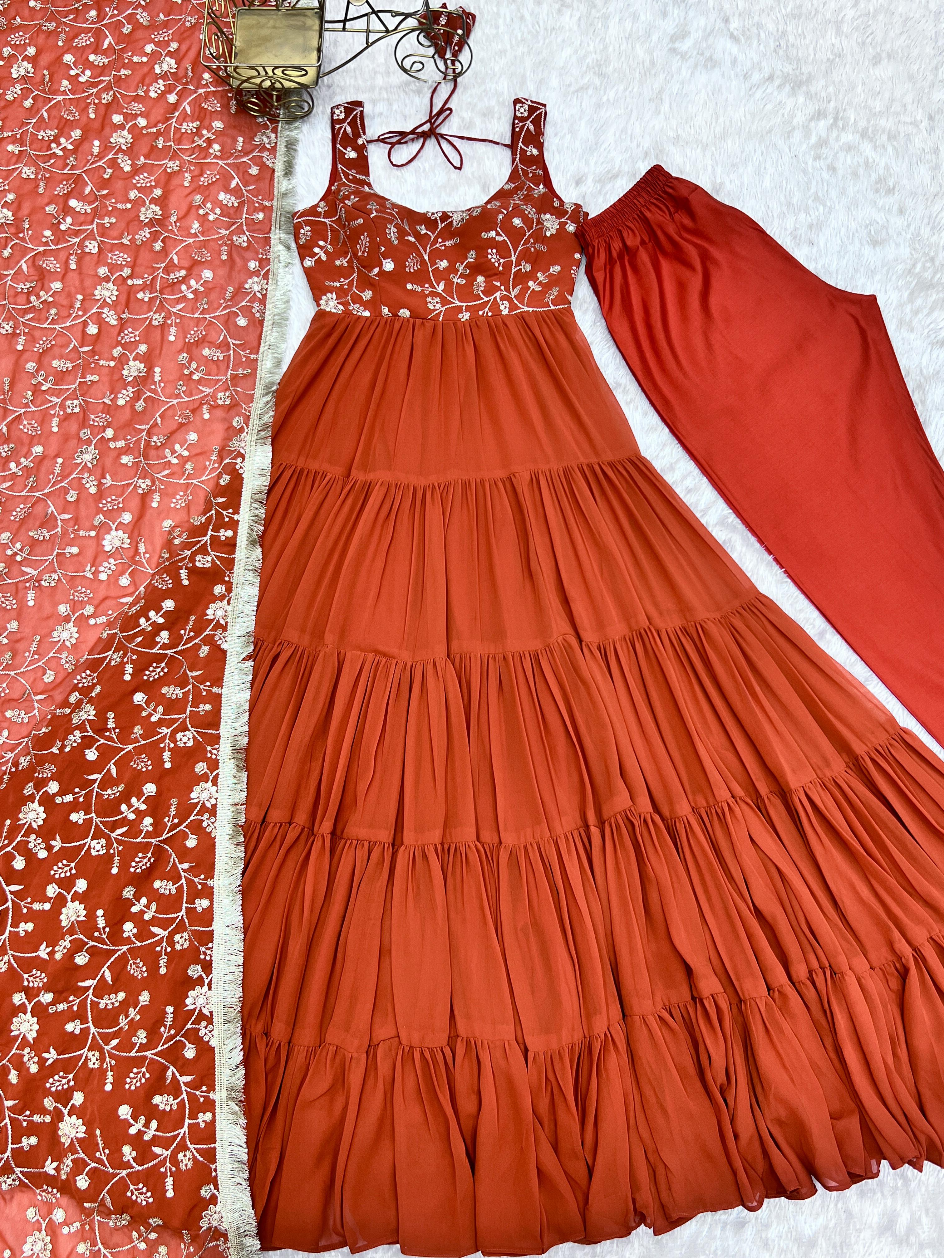 PURE SOFT FOX GEORGETTE FABRIC FULLY FLAIR ANARKALI