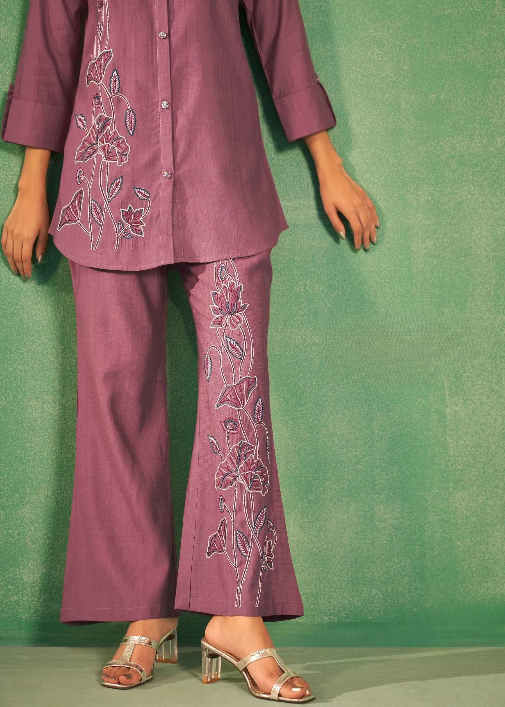 New Shiksha Handwork Pink Floral Design Co-ord Set