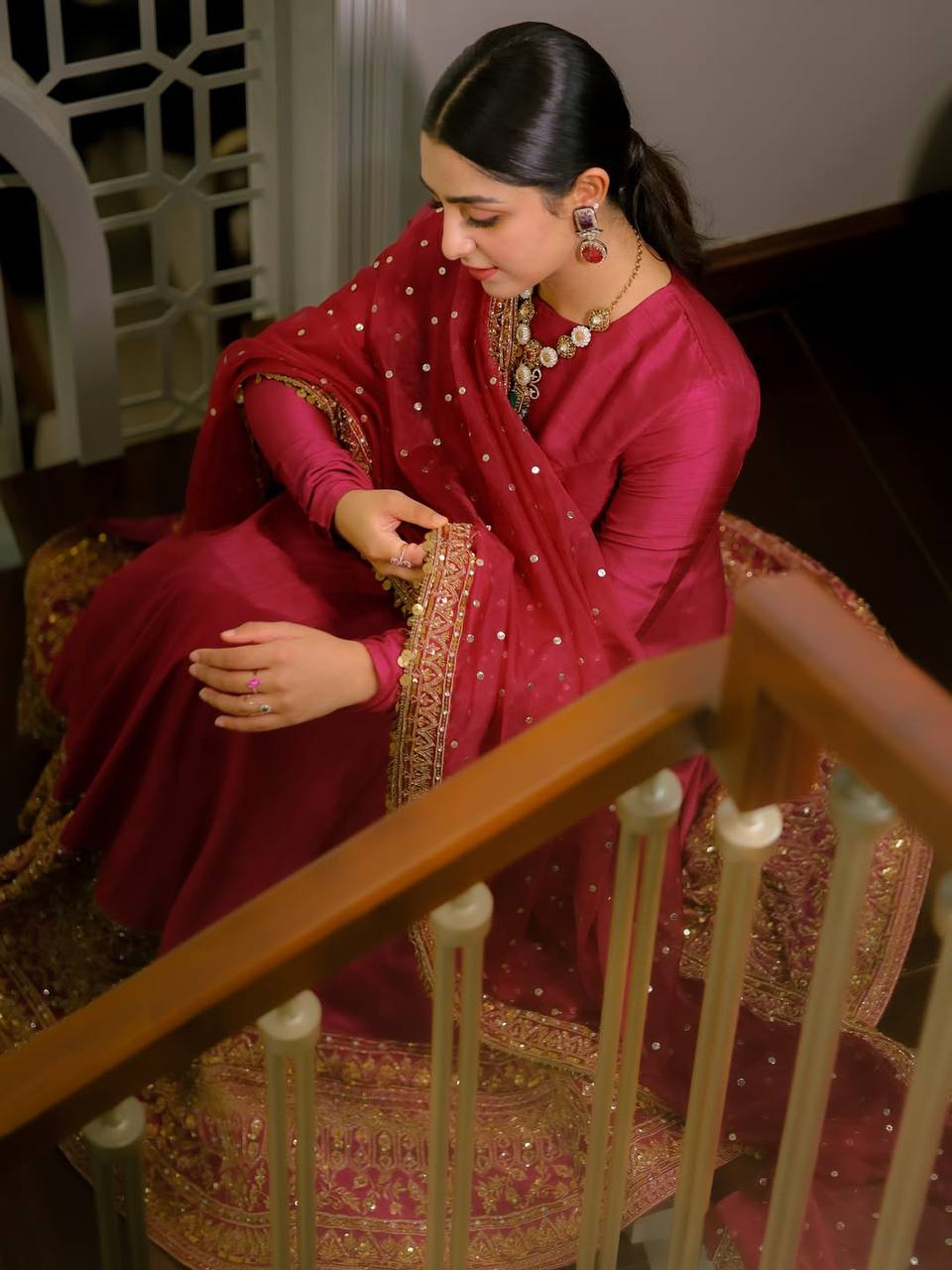 Royal Rani Pink Silk Anarkali Suit with Gold Border
