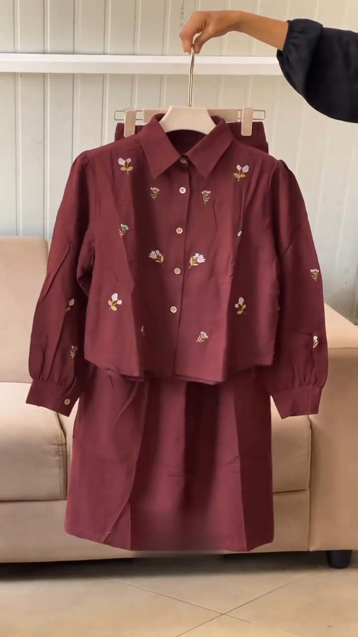 Trendy Floral Co-ord Set | Maroon & Cream Designer Outfit