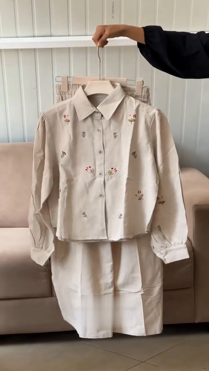 Trendy Floral Co-ord Set | Maroon & Cream Designer Outfit