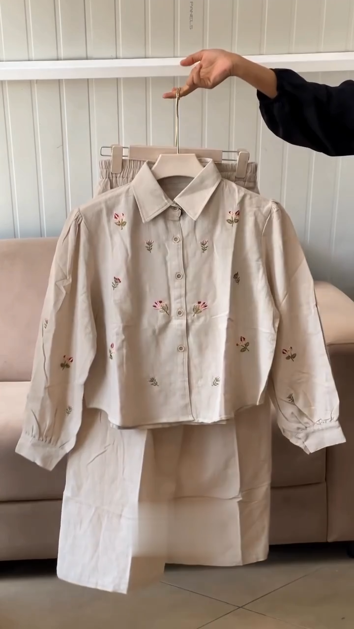 Trendy Floral Co-ord Set | Maroon & Cream Designer Outfit