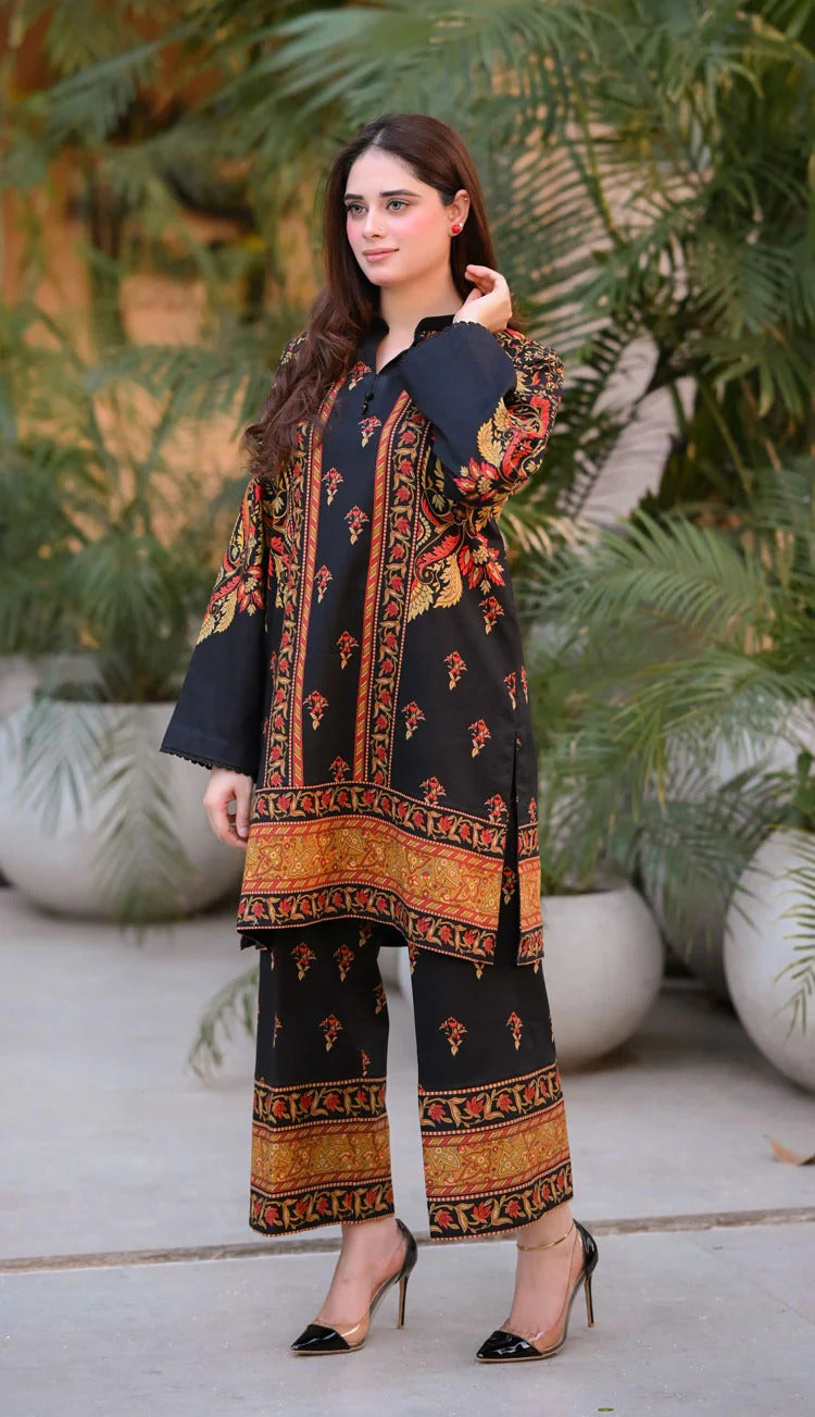MULTI BLACK DESIGN PRINTED CO-ORD SET
