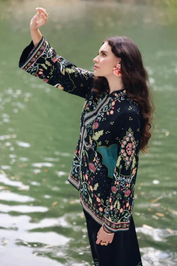 BLACK FLORAL PRINTED TWO-PIECE LUXURY SUIT FOR WOMEN