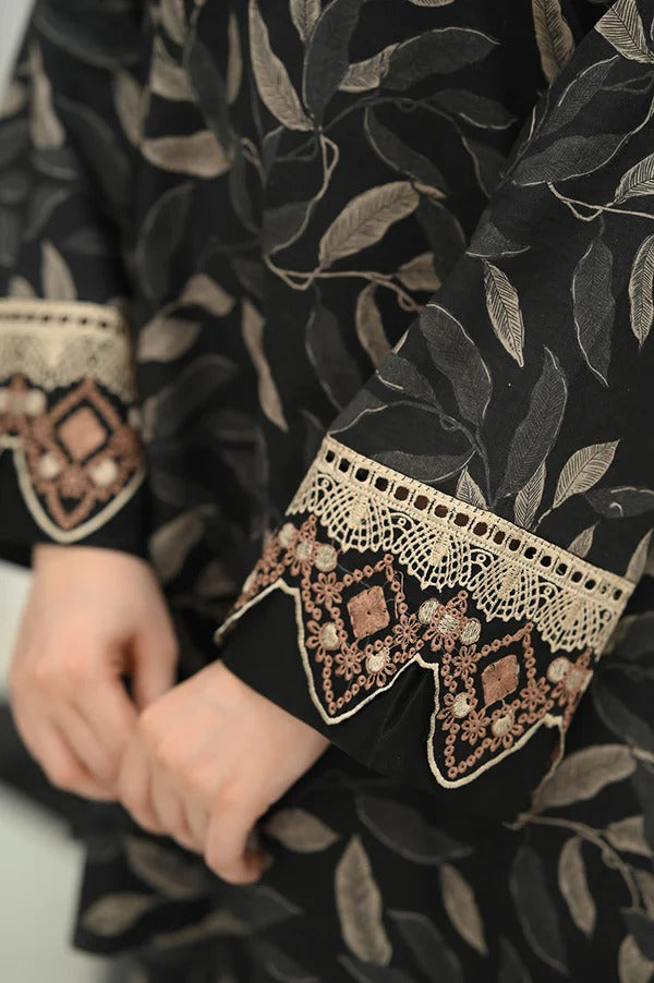 Chic Black & Beige Leaf Print 2-Piece DESIGN PRINTED CO-ORD SET